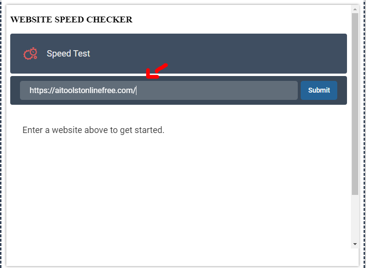 step 1 enter url to website speed test 